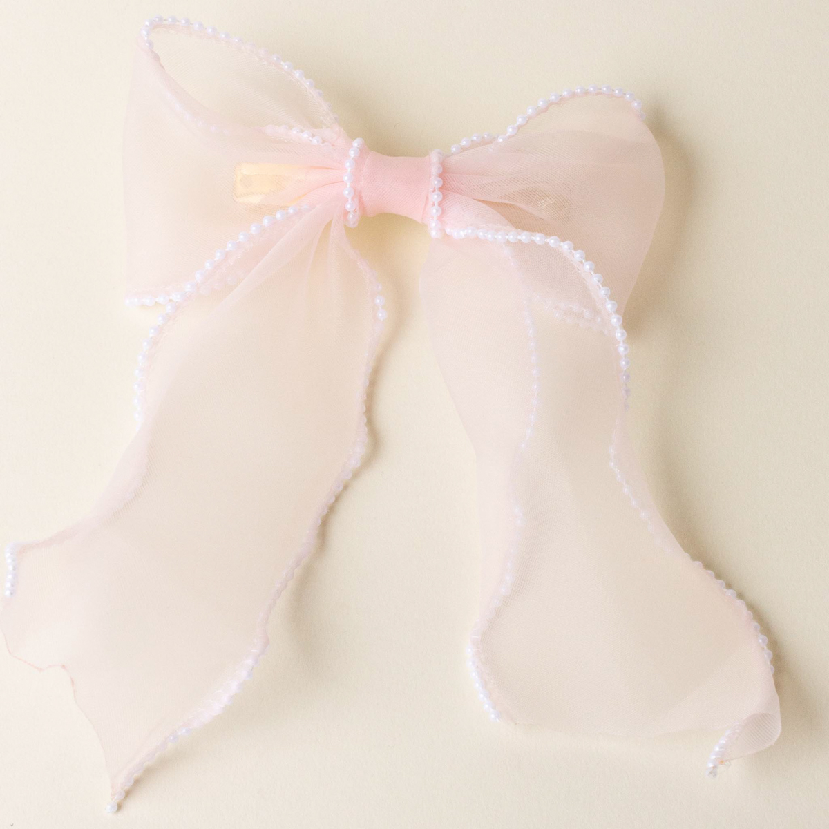 Picture of Sheer Pearl Hair Bow-Blush