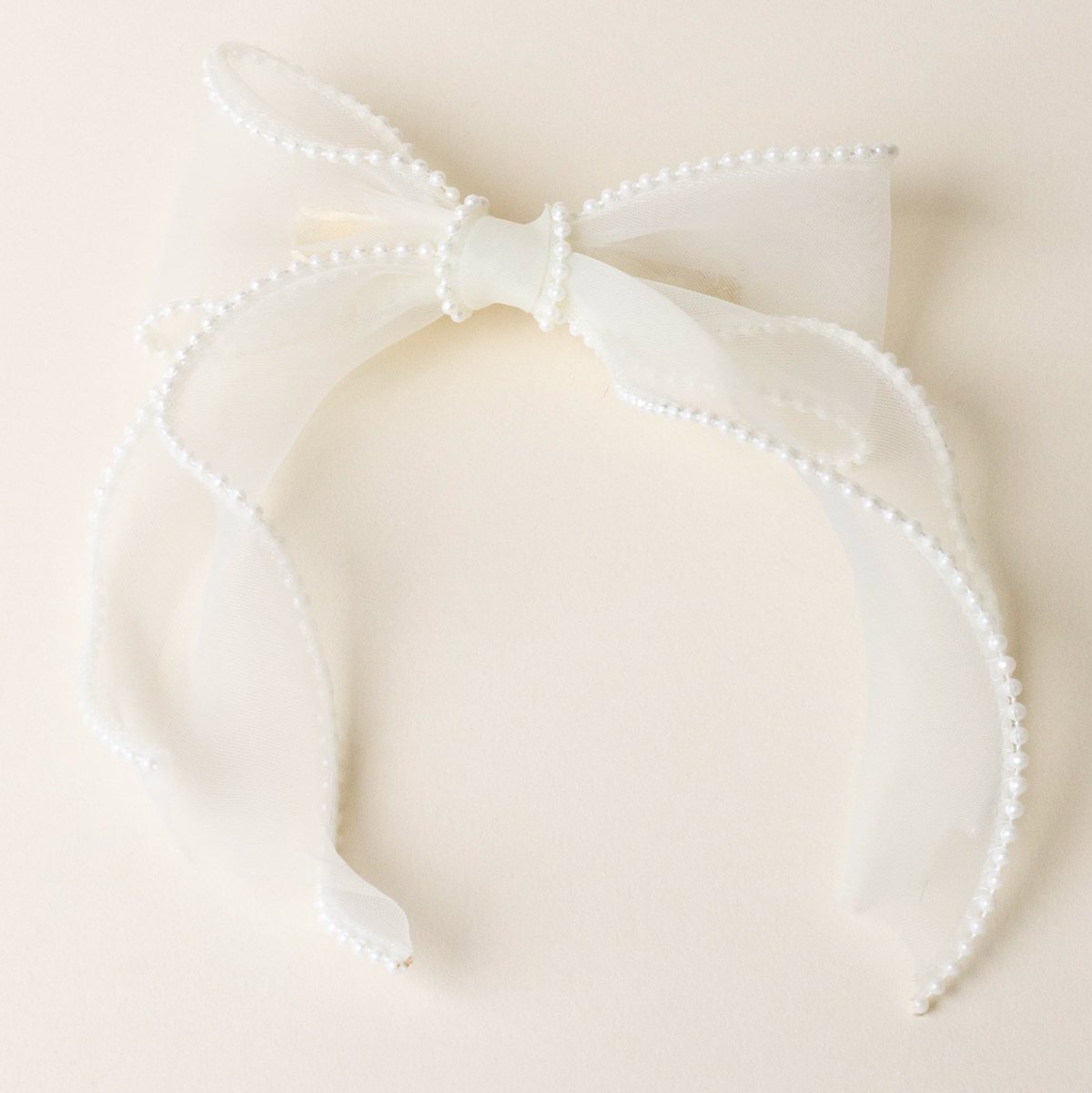 Picture of Sheer Pearl Hair Bow-Cream