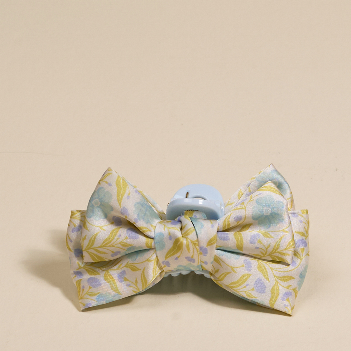 Picture of Mini Satin Bow Claw Clip-Poppin' Petals Aqua