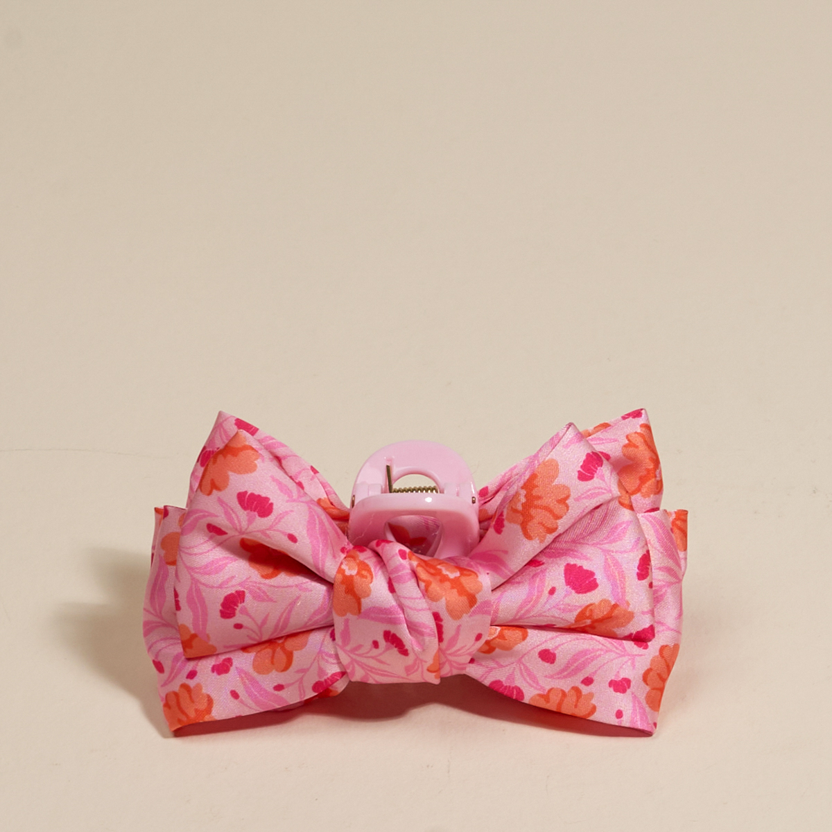 Picture of Mini Satin Bow Claw Clip-Poppin' Petals Hot Pink