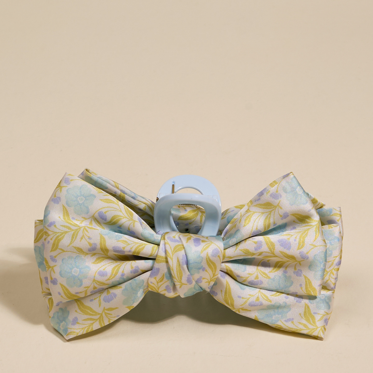 Picture of Satin Bow Claw Clip-Poppin' Petals Aqua