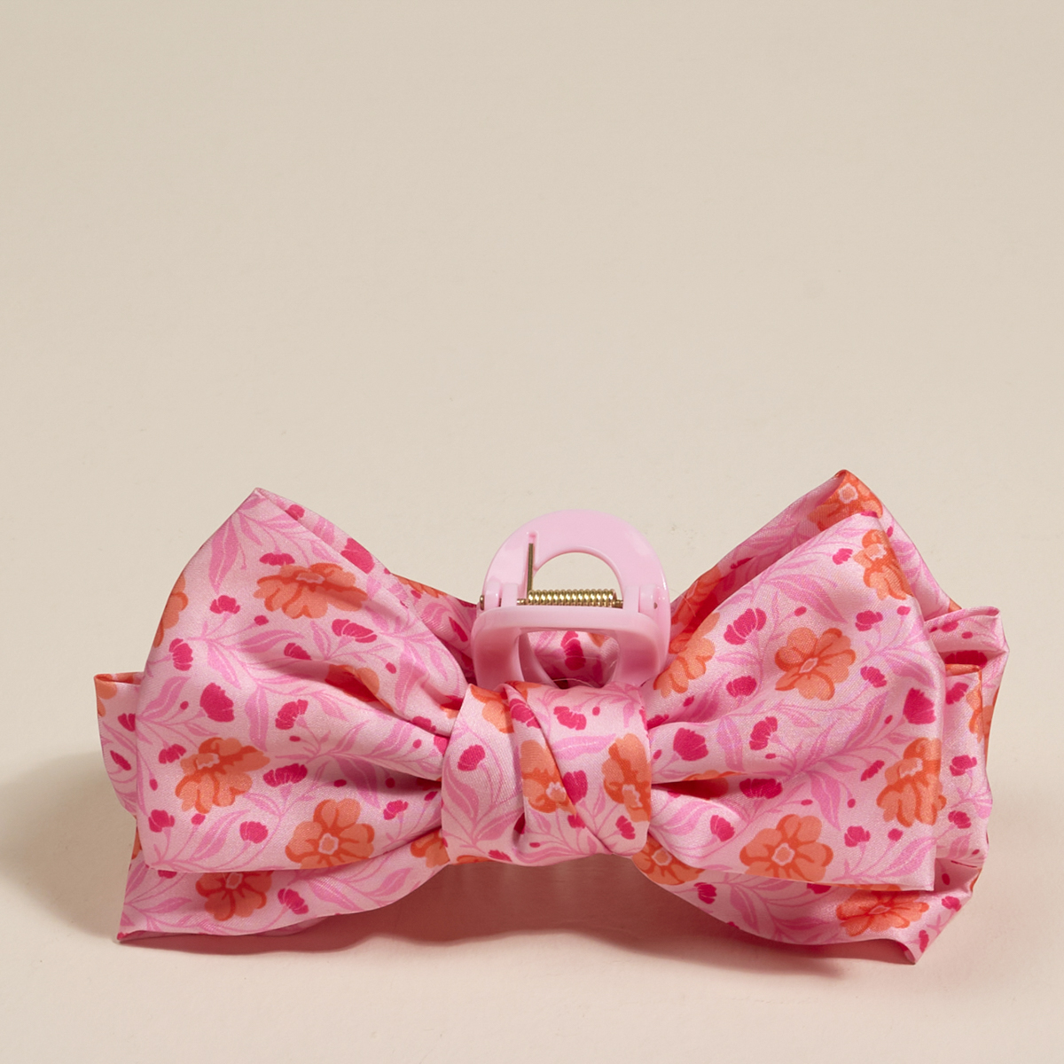 Picture of Satin Bow Claw Clip-Poppin' Petals Hot Pink