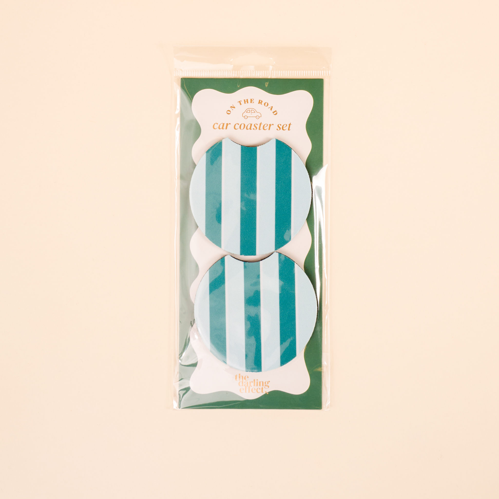 Picture of On the Road Car Coaster Set-Sicily Stripes Teal