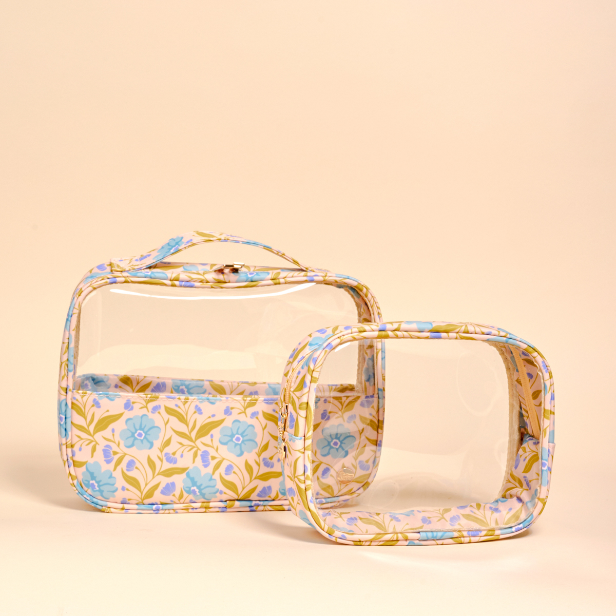Picture of Clearly Chic Cosmetic Bag Set-Poppin' Petals Aqua
