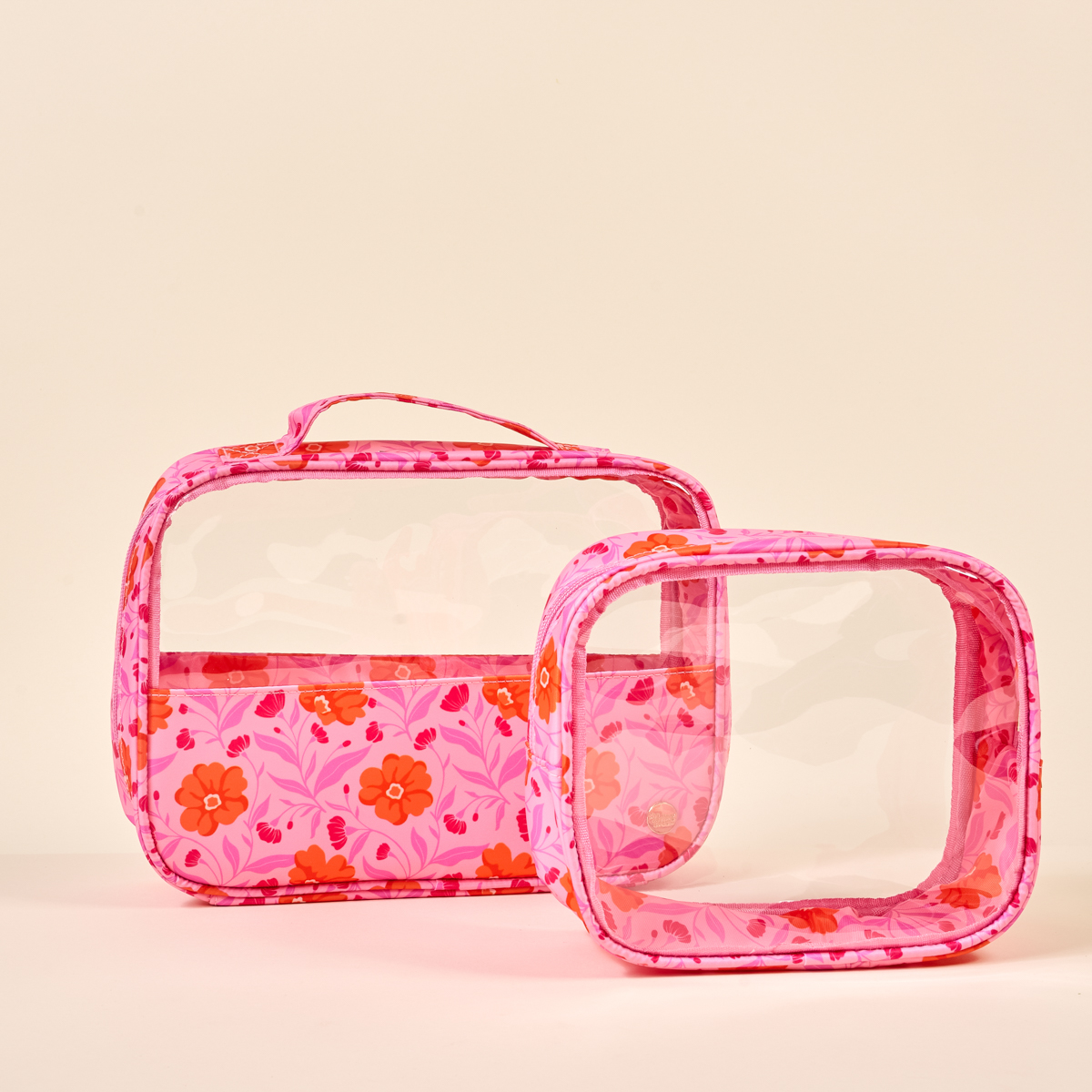 Picture of Clearly Chic Cosmetic Bag Set-Poppin' Petals Hot P