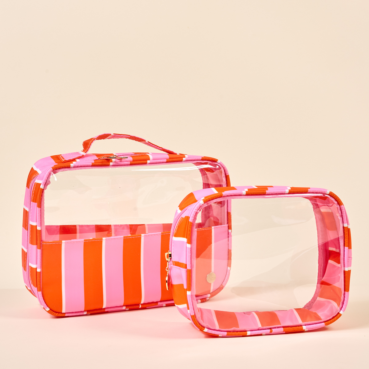 Picture of Clearly Chic Cosmetic Bag Set-Sicily Stripes Pink