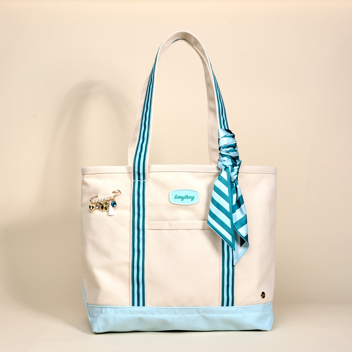Picture of The Darling Canvas Tote Bag- Sicily Stripes Teal