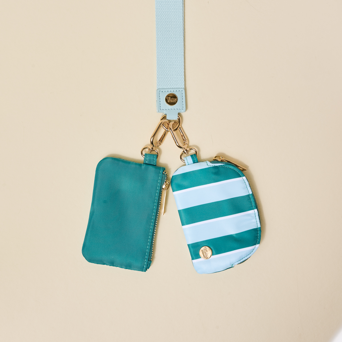 Picture of Dynamic Duo Pouch Wristlet-Sicily Stripes Teal