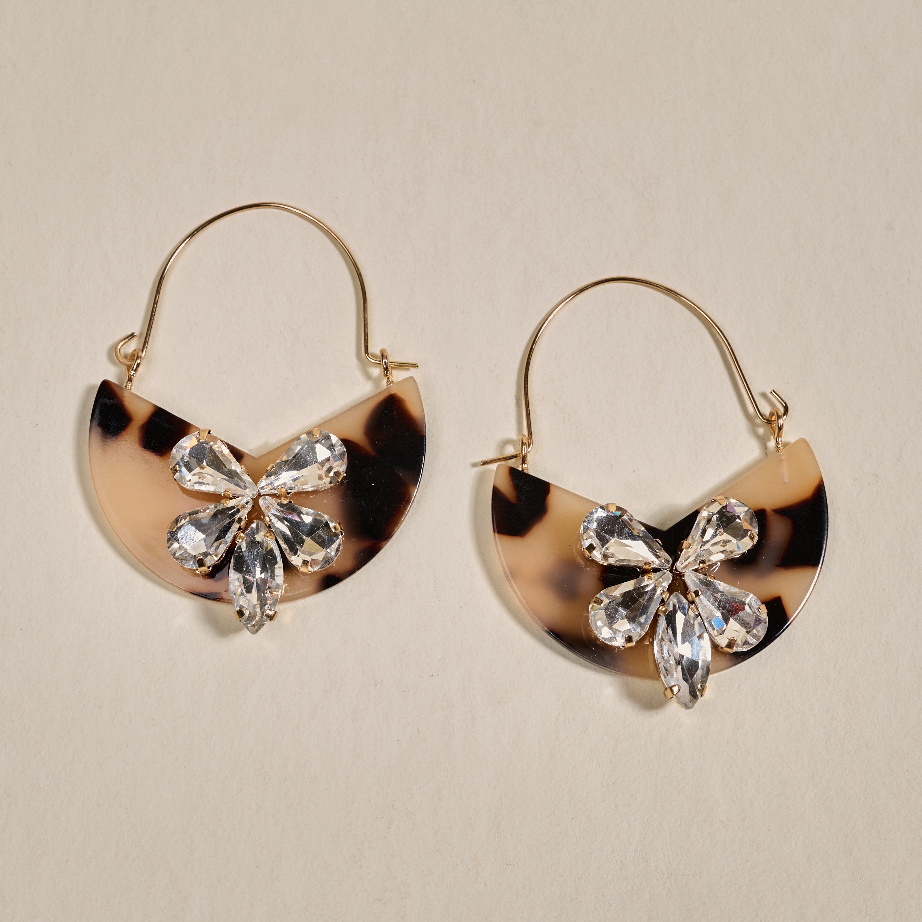 Picture of Marble Bloom Hoop Earrings-Blonde Tortoise