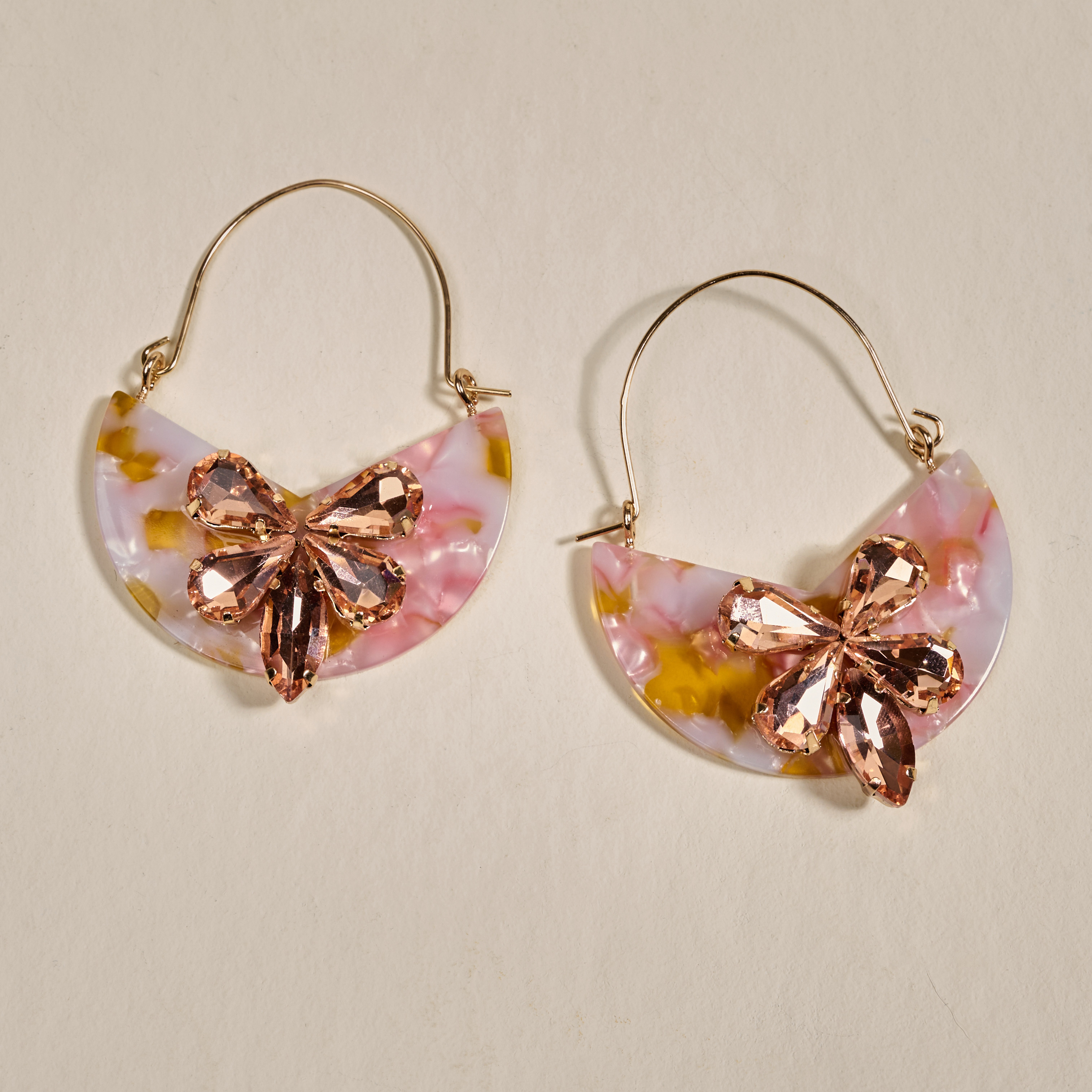 Picture of Marble Bloom Hoop Earrings-Sunset Kiss