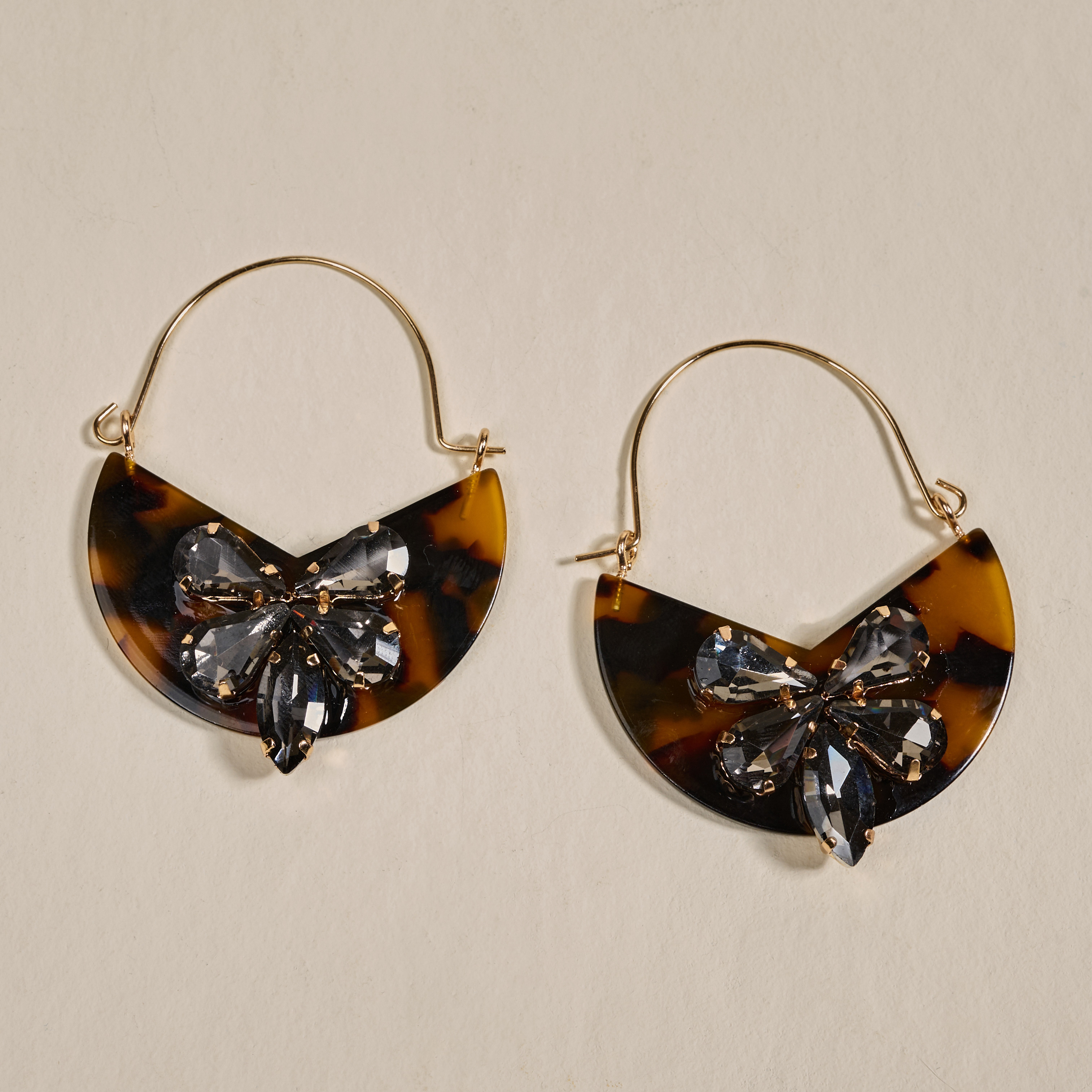 Picture of Marble Bloom Hoop Earrings-Totally Tortoise