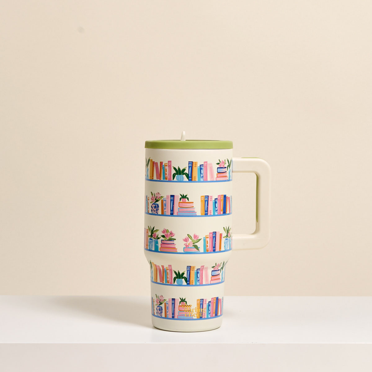 Picture of 20 oz Lifestyle Flip Straw Tumbler-Book Shelfie