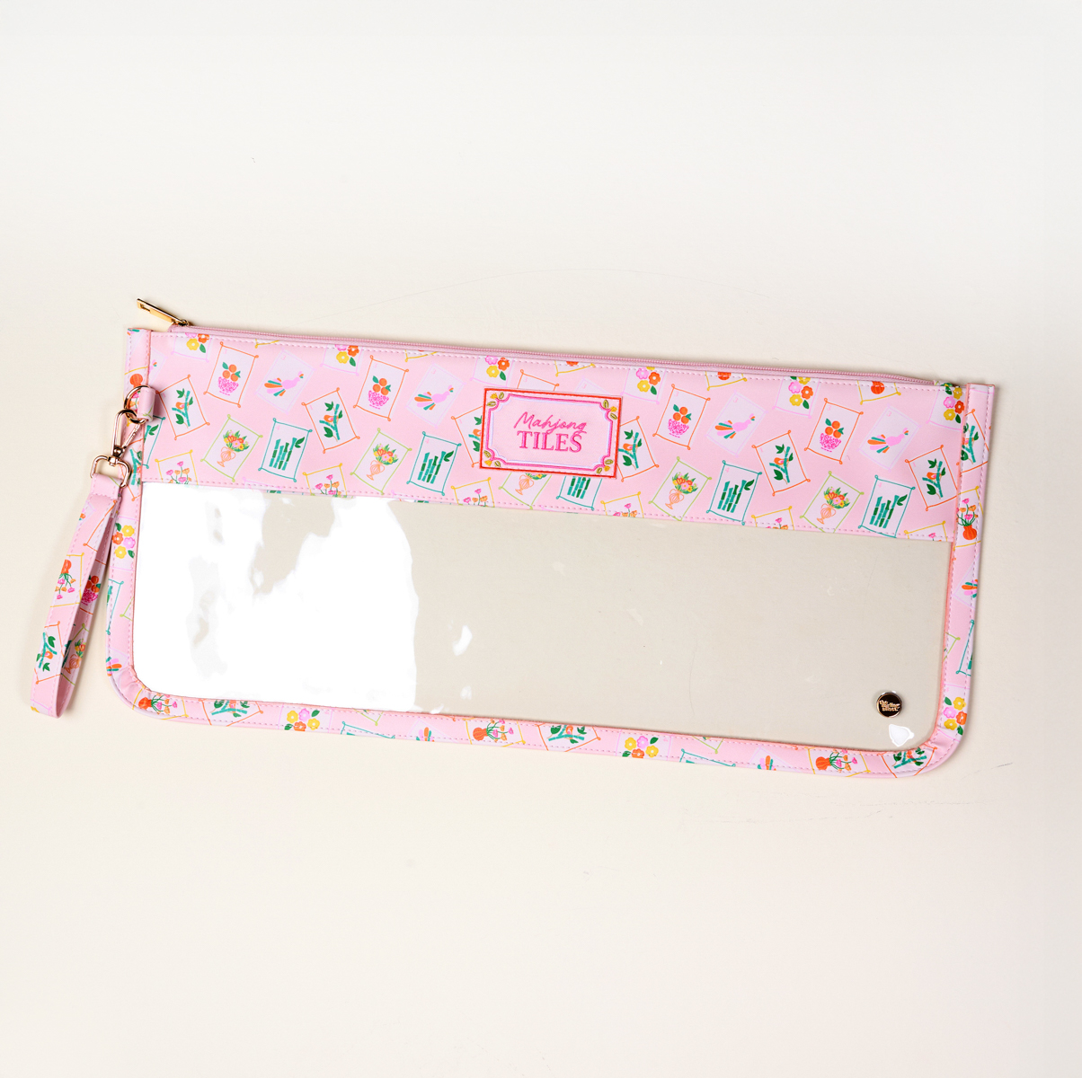 Picture of Mahjong Tile Keeper Pouch-It's Mahj Time Pink
