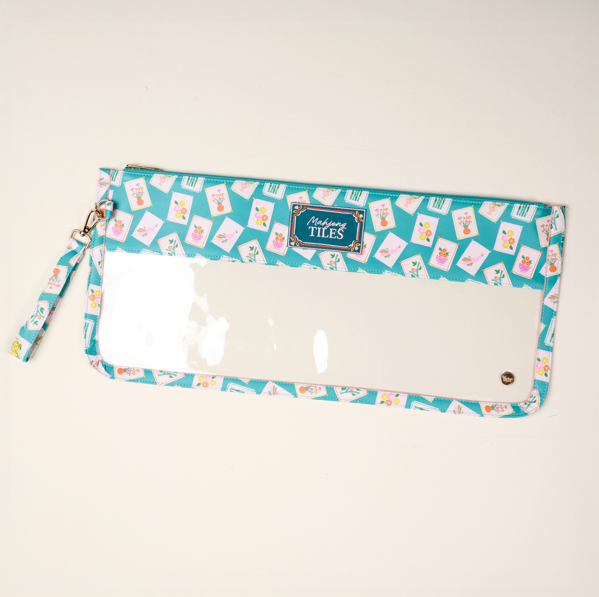 Picture of Mahjong Tile Keeper Pouch-It's Mahj Time Teal