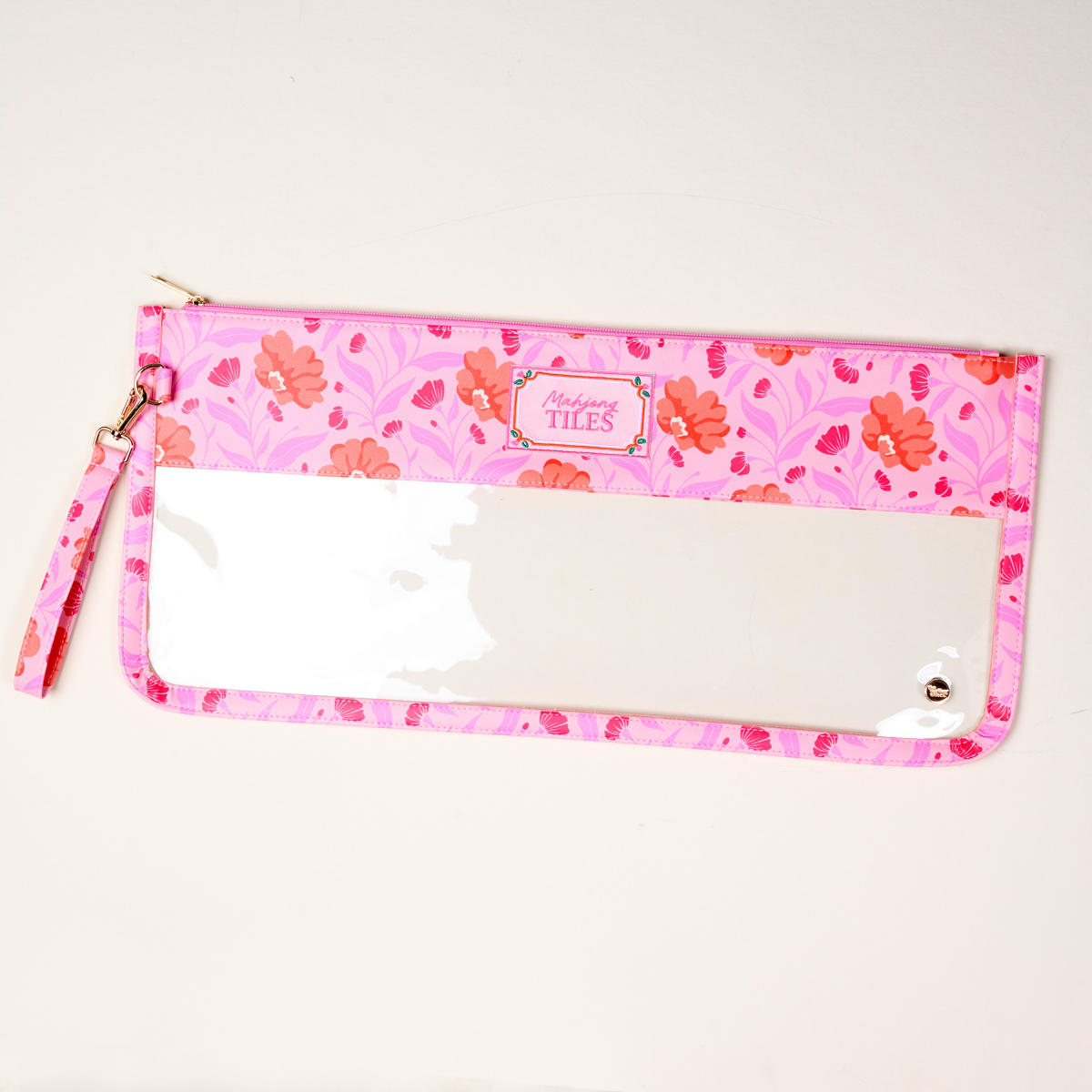 Picture of Mahjong Tile Keeper Pouch-Poppin' Petals Hot Pink