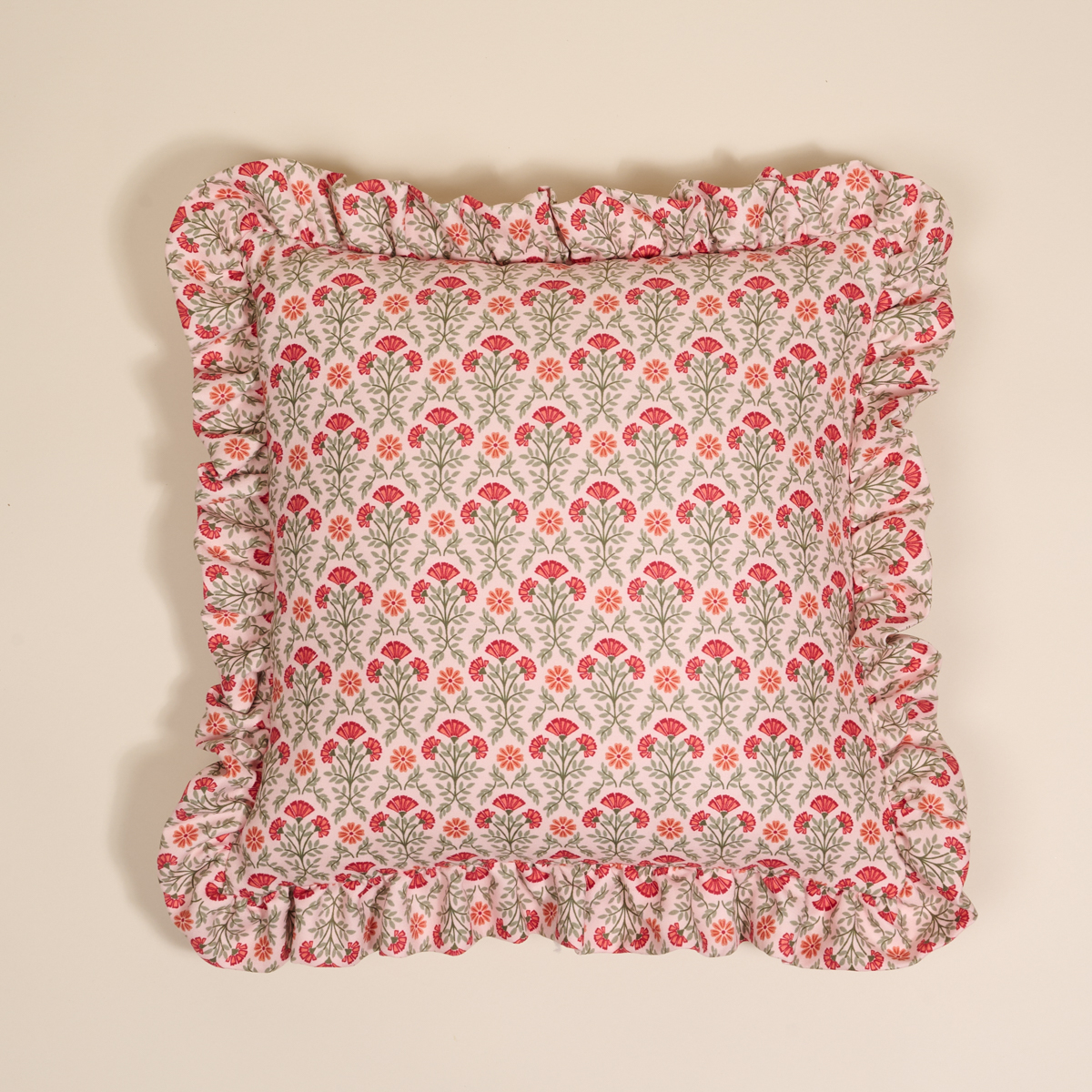 Picture of Scalloped Square Throw Pillow-Everbloom Dusty Rose