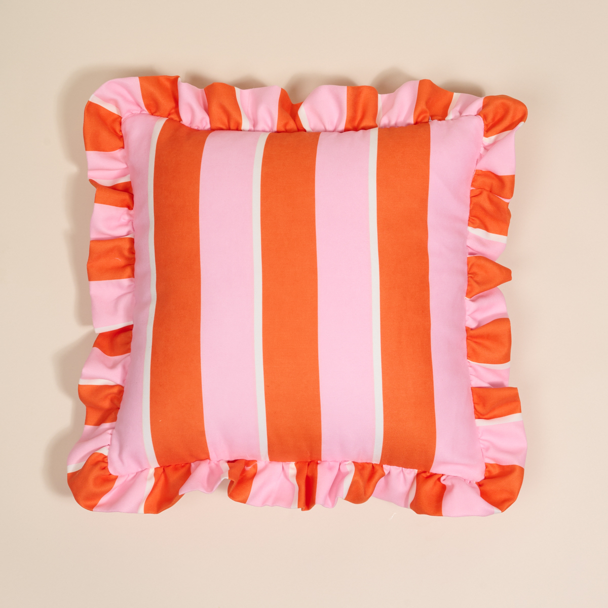 Picture of Scalloped Square Throw Pillow-Sicily Stripes Pink