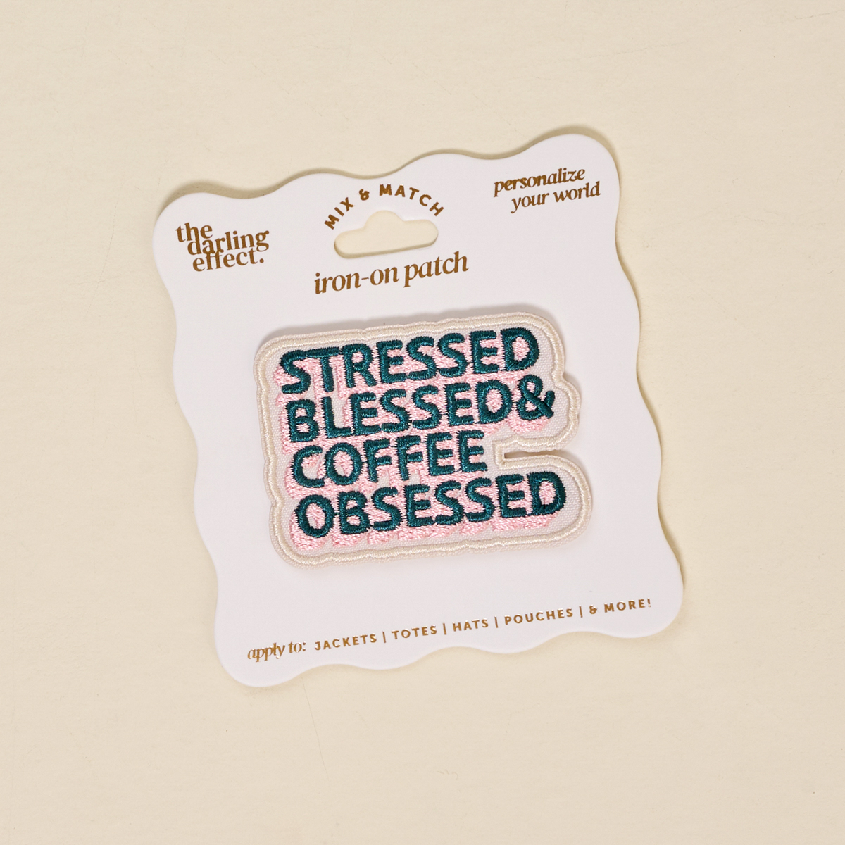 Picture of Mix & Match Iron-On Patch-Stressed, Blessed, & Cof