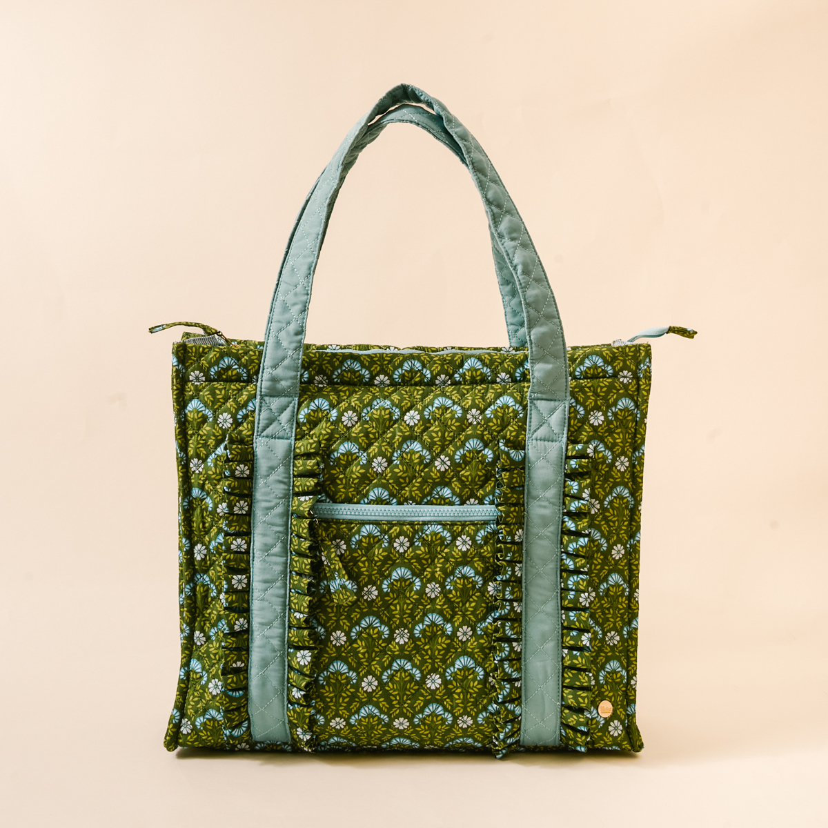 Picture of The Everyday Quilted Tote Bag-Everbloom Forest Gre