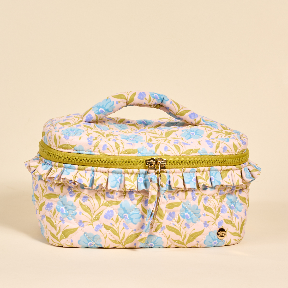 Picture of Glam & Go Quilted Cosmetic Bag-Poppin' Petals Aqua