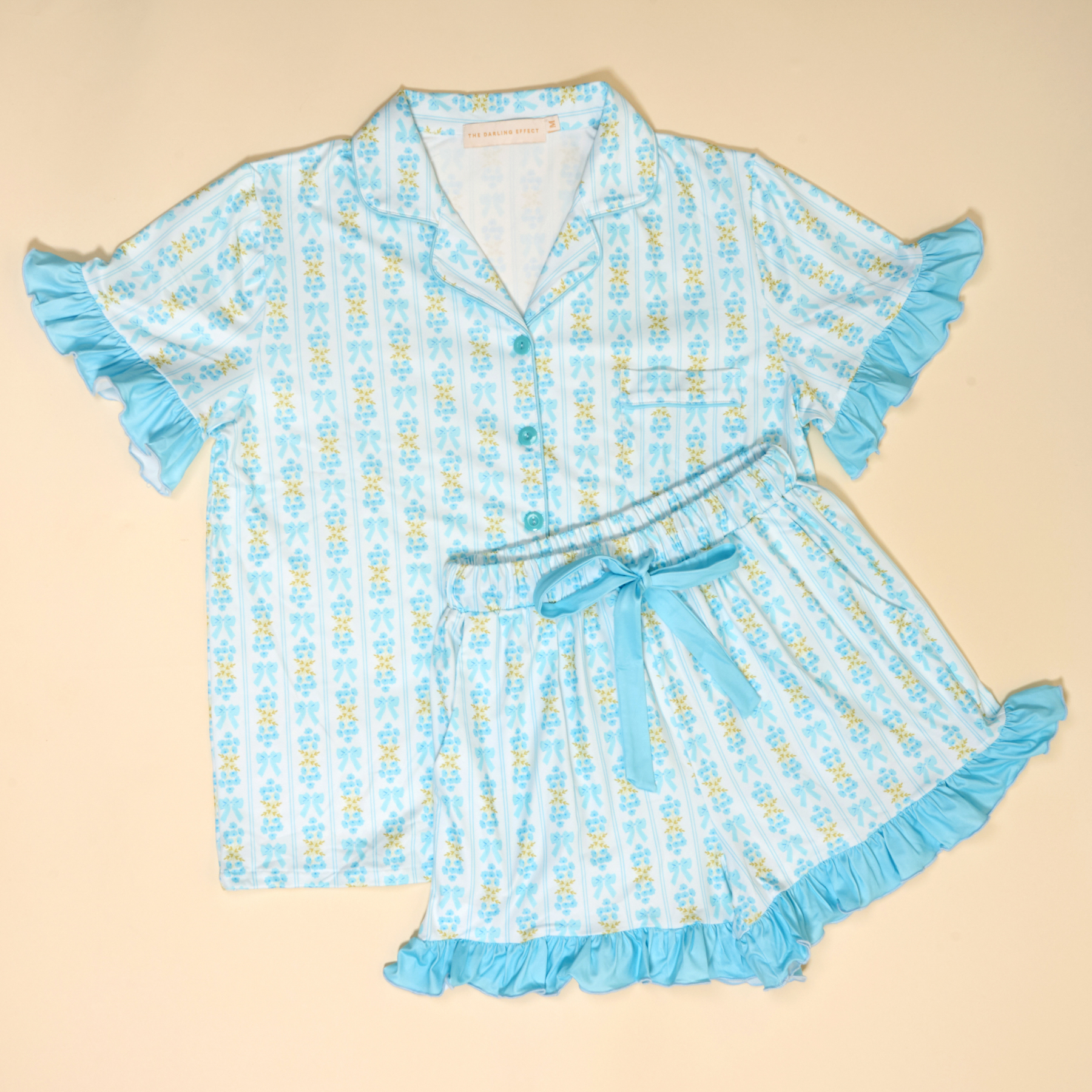 Picture of Slumber Party Pajama Shorts Set-S-Oh So Fancy Blue