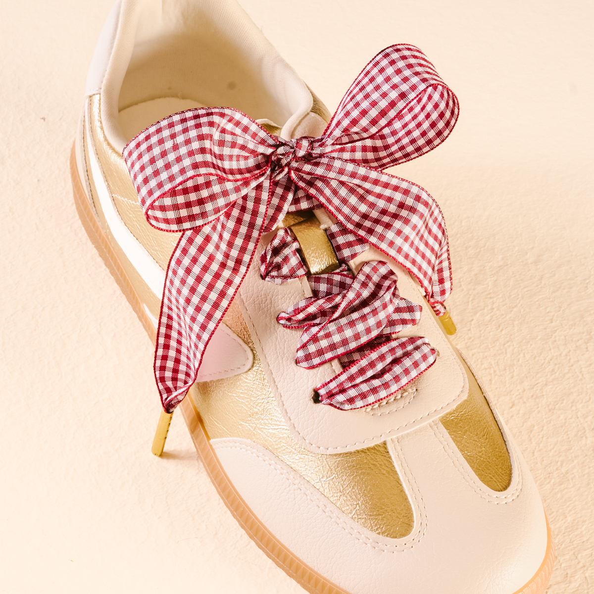 Picture of Step It Up Shoelaces-Gingham Burgundy