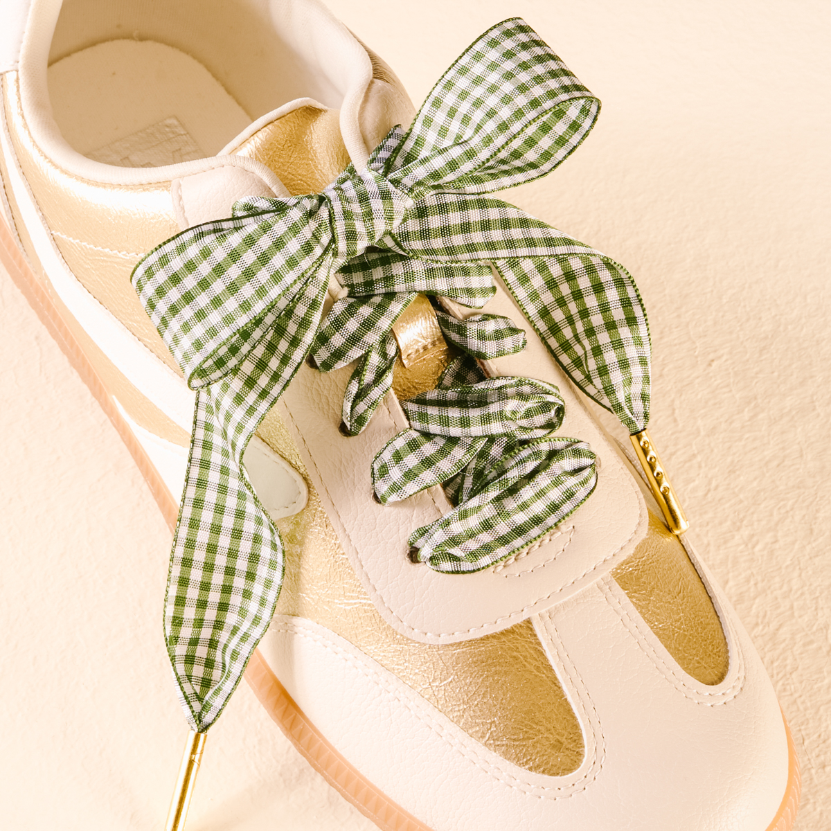Picture of Step It Up Shoelaces-Gingham Green