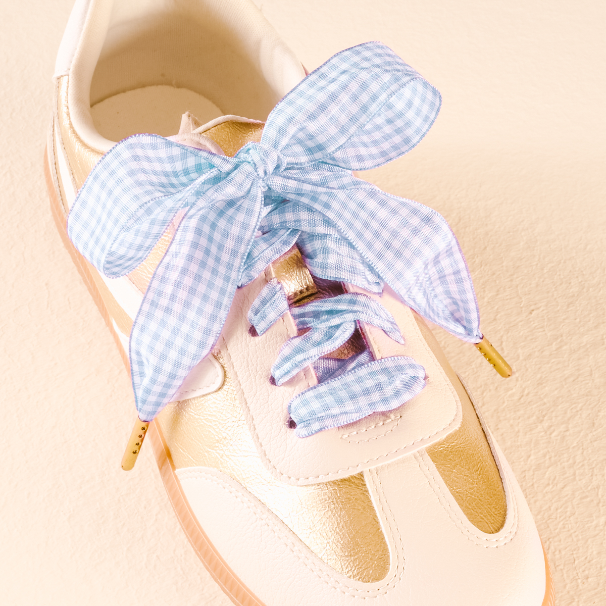 Picture of Step It Up Shoelaces-Gingham Light Blue