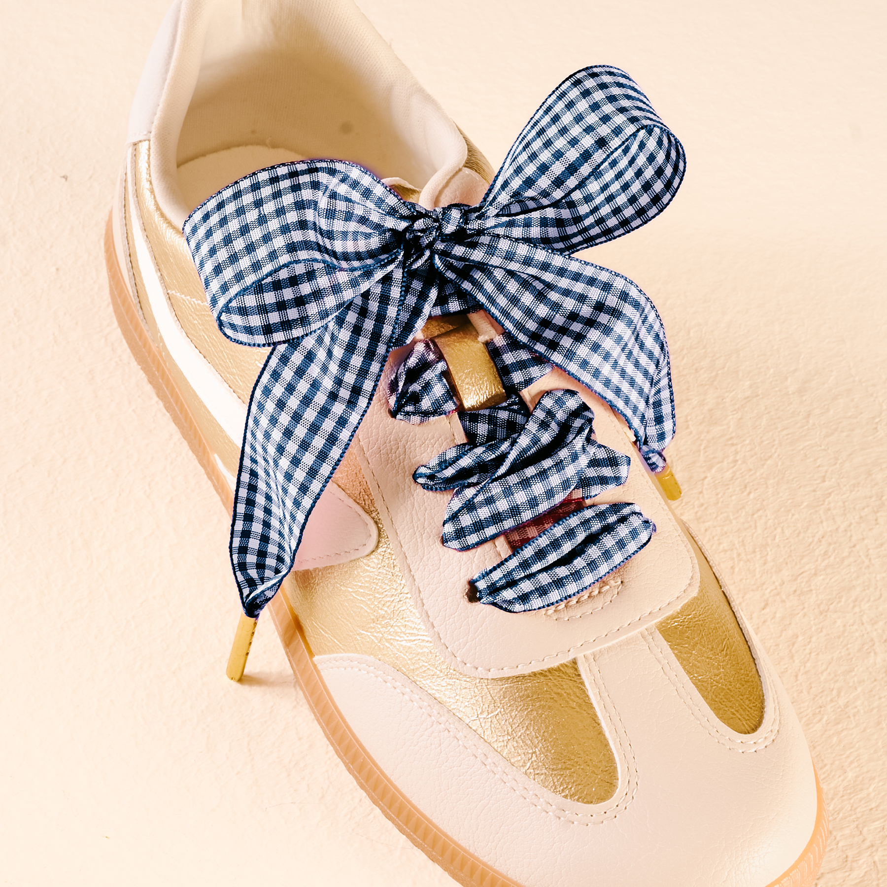 Picture of Step It Up Shoelaces-Gingham Navy