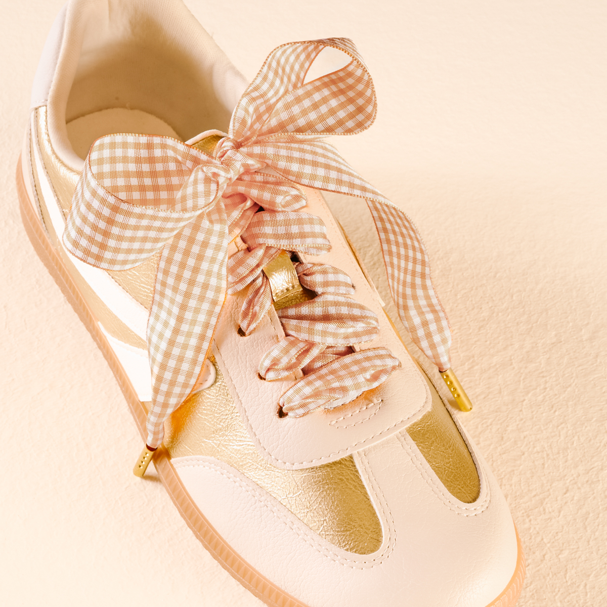 Picture of Step It Up Shoelaces-Gingham Tan