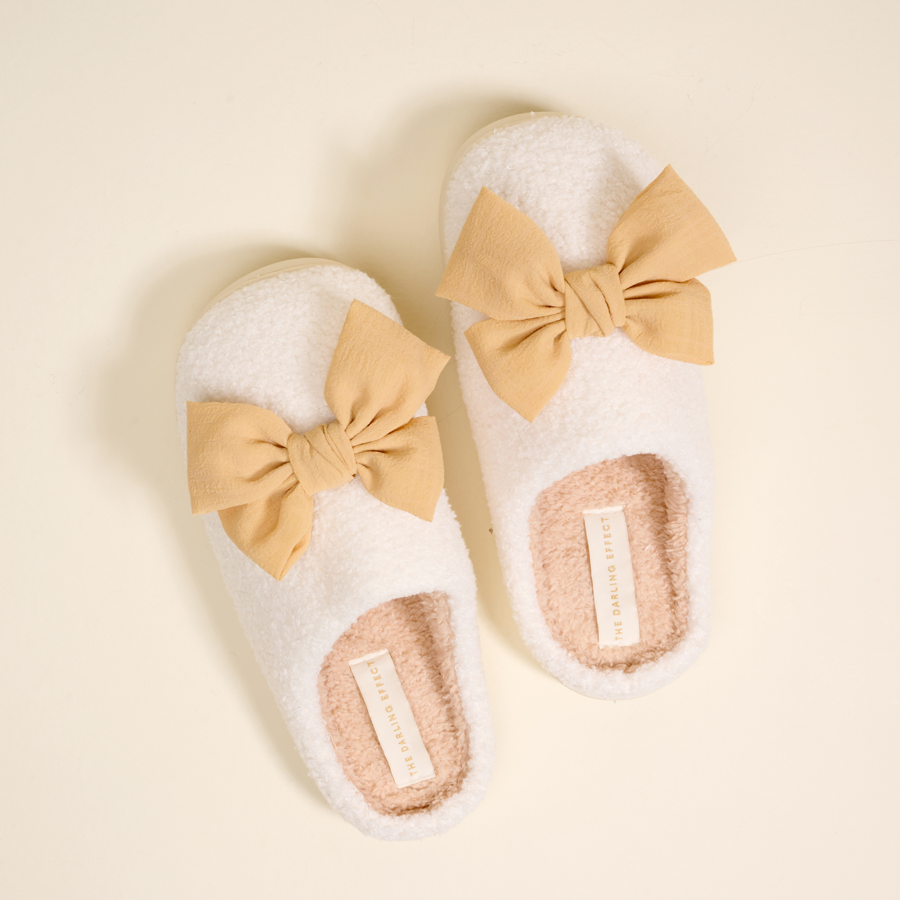 Picture of Fuzzy Slippers-Betty Bow Tan S/M