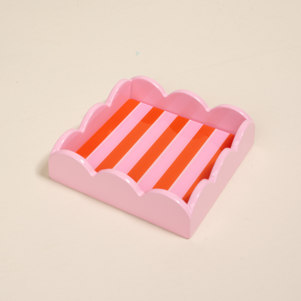 Picture of Scallop Trinket Tray-Sicily Stripes Pink
