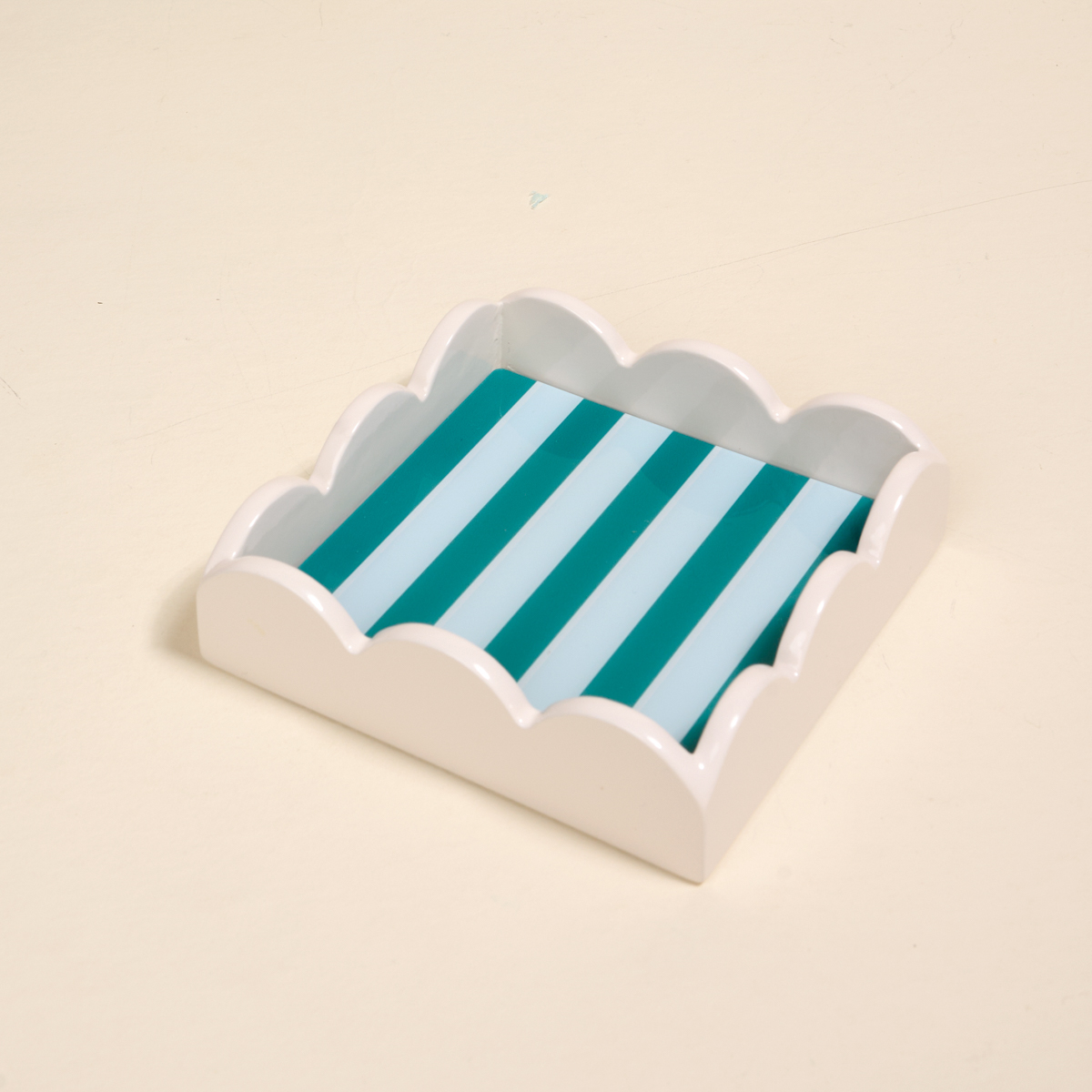 Picture of Scallop Trinket Tray-Sicily Stripes Teal