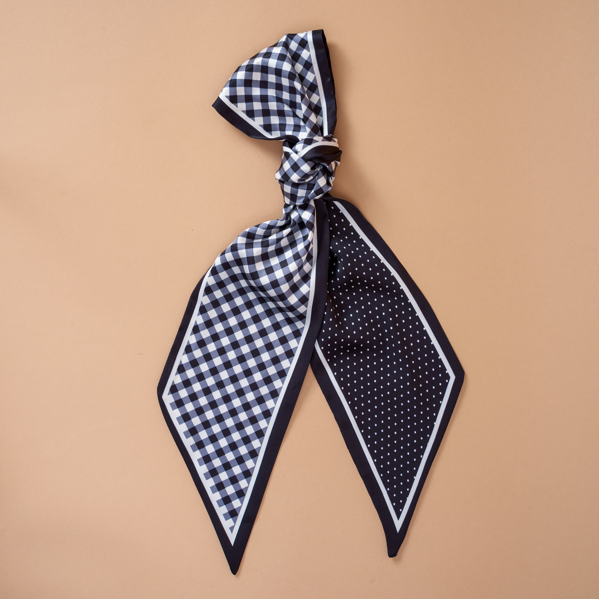 Picture of Twirl & Tie Scarf Accessory-Gingham Black