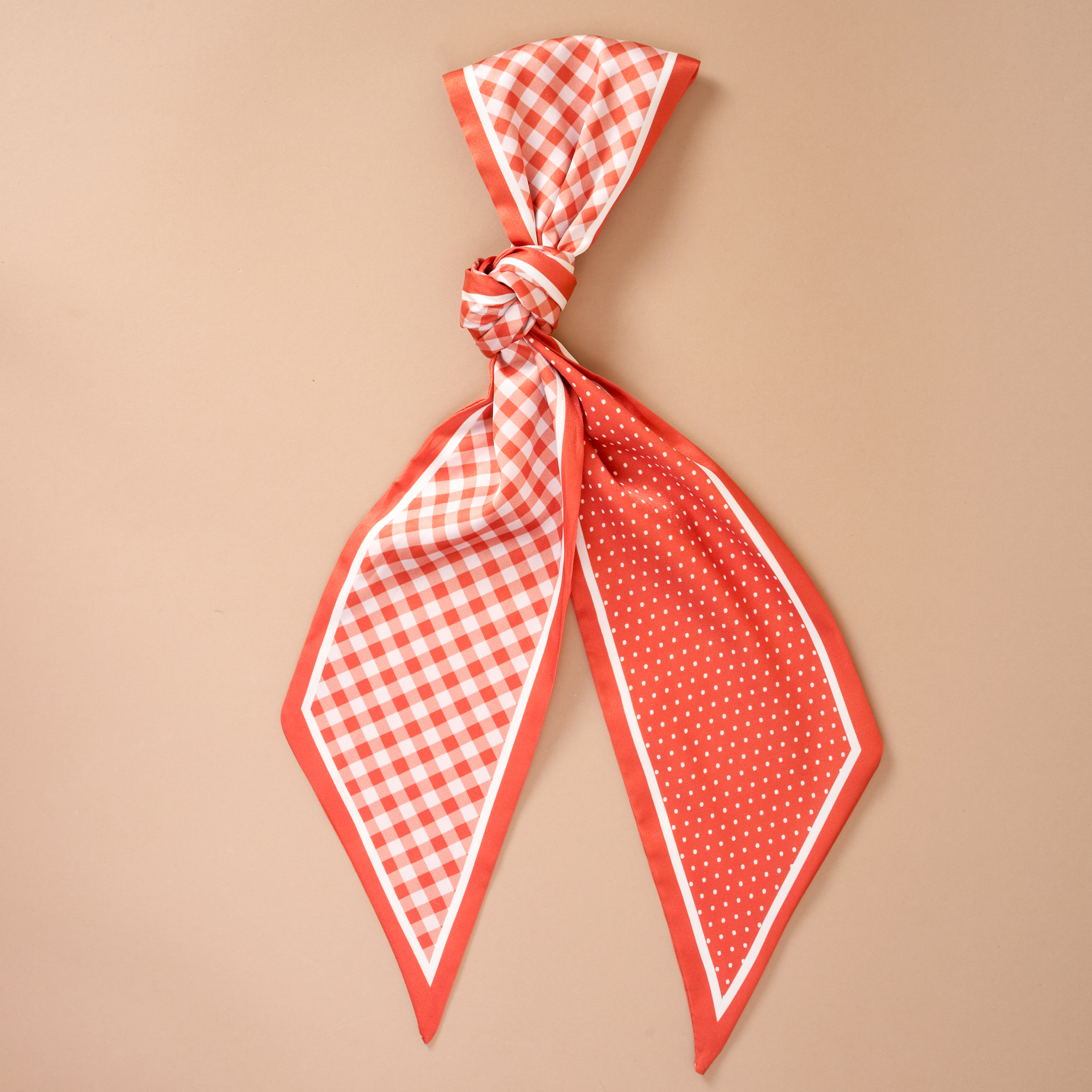 Picture of Twirl & Tie Scarf Accessory-Gingham Orange