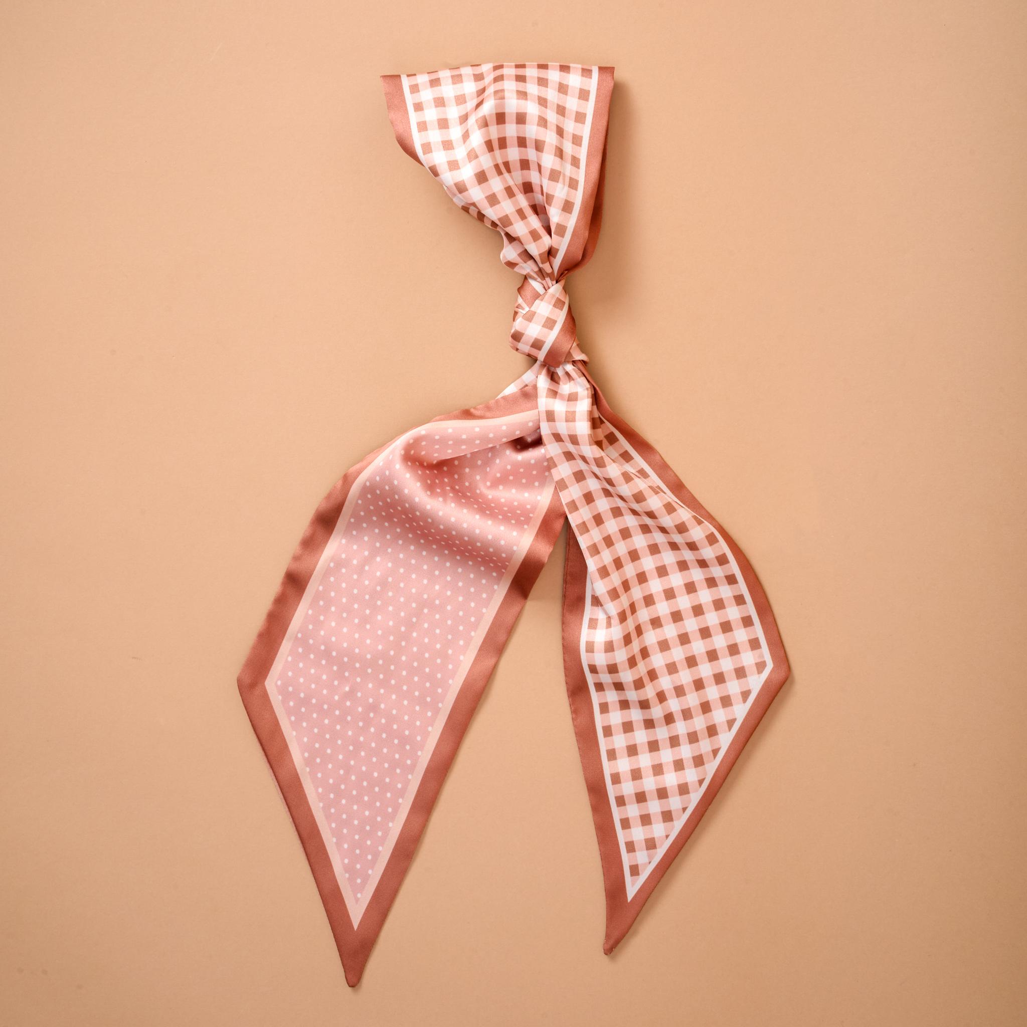 Picture of Twirl & Tie Scarf Accessory-Gingham Tan
