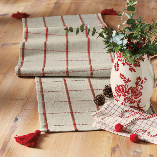 Picture of CHECK RUNNER WITH TASSELS