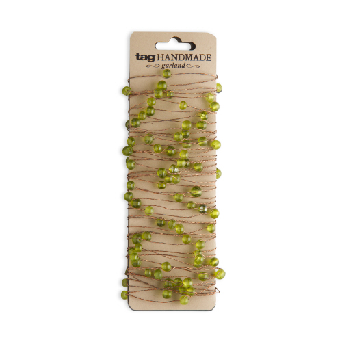 Picture of GLASS BEAD AND WIRE GARLAND OLIVE