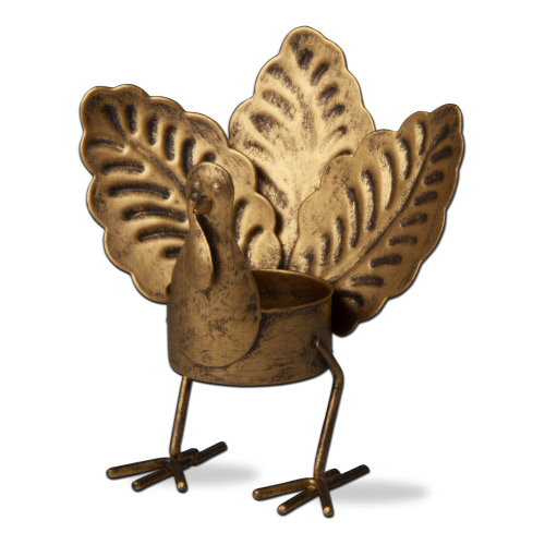 Picture of TURKEY OAK LEAF TLIGHT HLD ANTIQUE GOLD