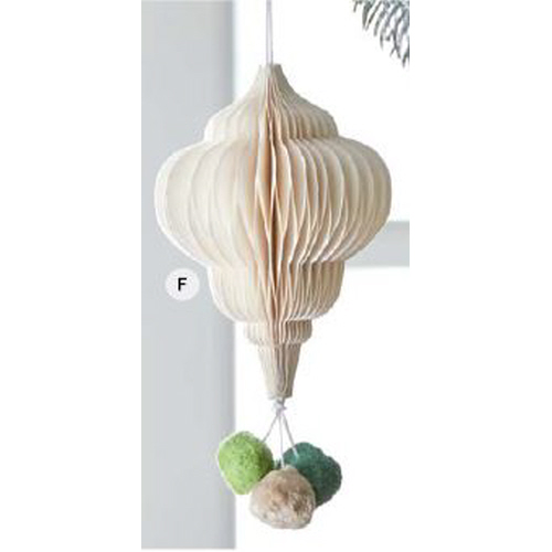 Picture of POM POM HONEY COMB ORNAMENT NATURAL