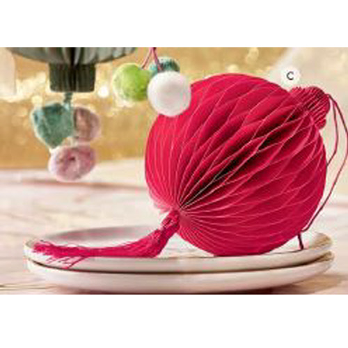Picture of PAPER HONEY COMB WITH TASSEL FUCHSIA