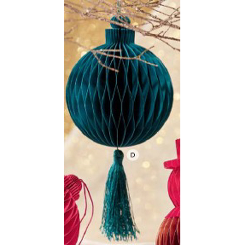 Picture of PAPER HONEY COMB  WITH TASSEL TEAL