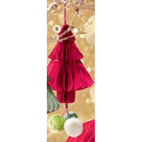 Picture of PAPER TREE WITH POM POM FUCHSIA