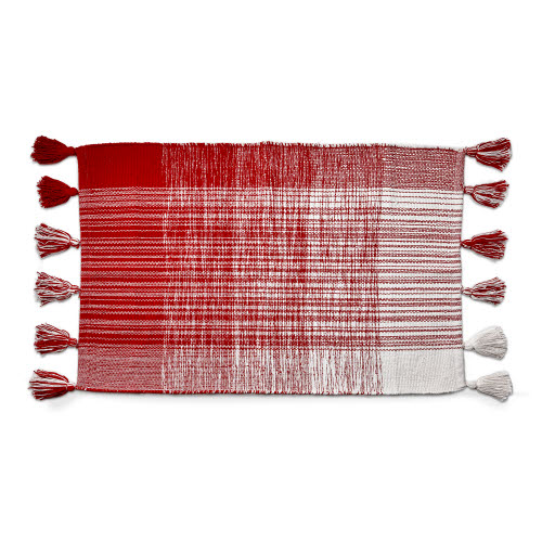 Picture of TASSEL PLAID RUG RED
