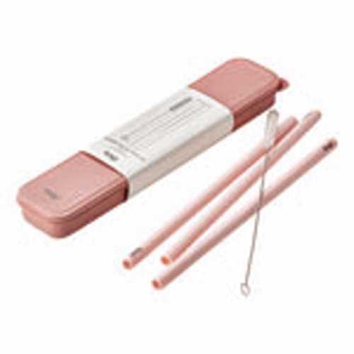 Picture of REUSABLE SILICONE STRAW SET PINK