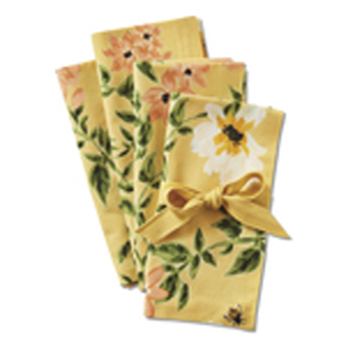 Picture of BEE FLORAL NAPKIN SET/4 YELLOW