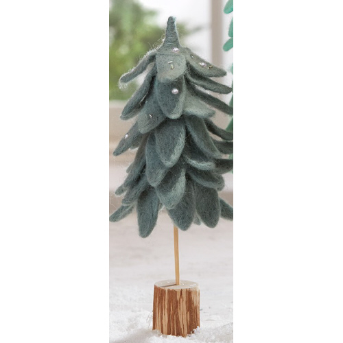 Picture of WOOLY FELT TREE W/ LOG BASE SM