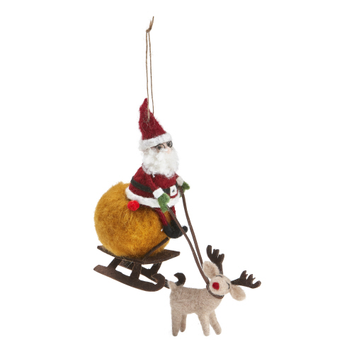 Picture of SANTA  RNDR & SLEIGH FELT ORNM