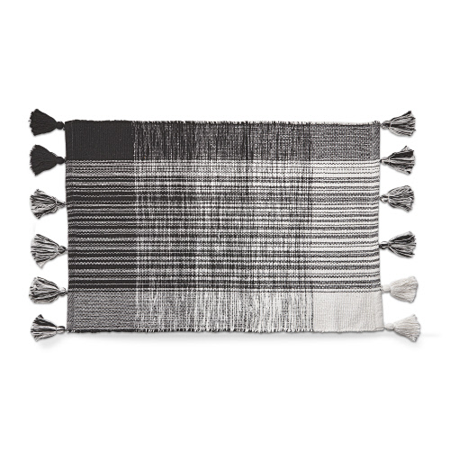 Picture of TASSEL PLAID RUG BLACK