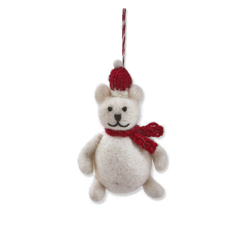 Picture of BEAR W/ SANTA HAT & SCARF ORNAMENT